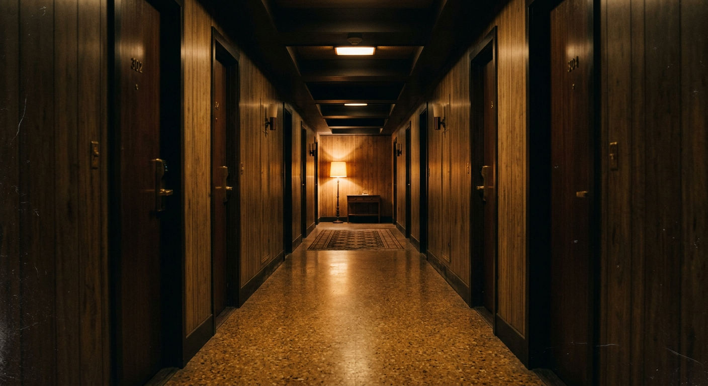 Terrazzo corridor, lamp light